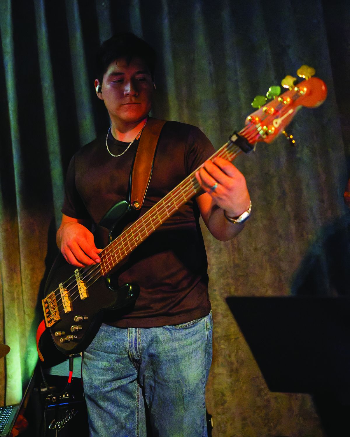 Bass player on stage